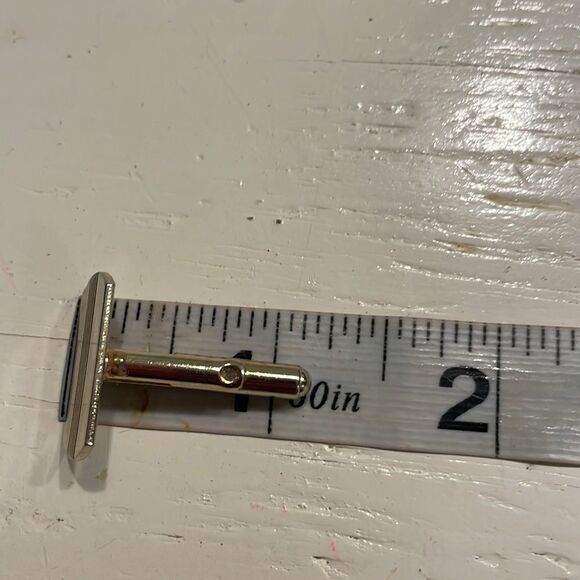 Vtg Art Deco 10kt gold plated diamond etched engravable bullet back cufflinks - Picture 12 of 14